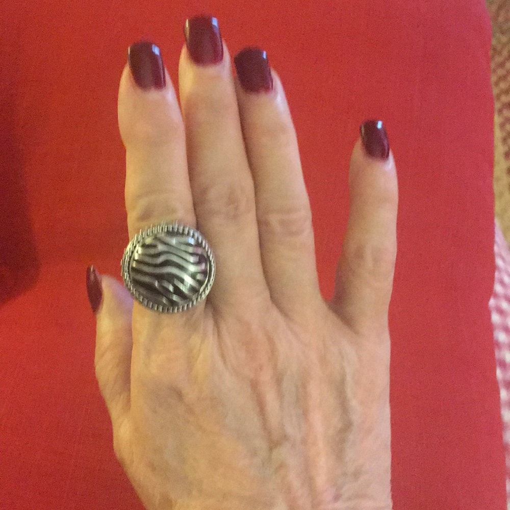 silver and black animal print ring!